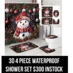 Red Snowman 3D 4 Piece Waterproof Shower Set