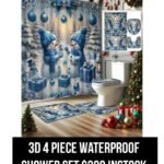 Blue Snowman 3D 4 Piece Waterproof Shower Set
