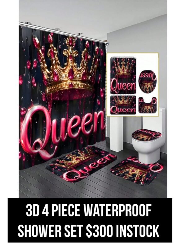 Queen 3D 4 Piece Waterproof Shower Set