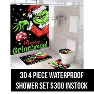 Merry Grinchmas 3D 4 Piece Waterproof Shower Set