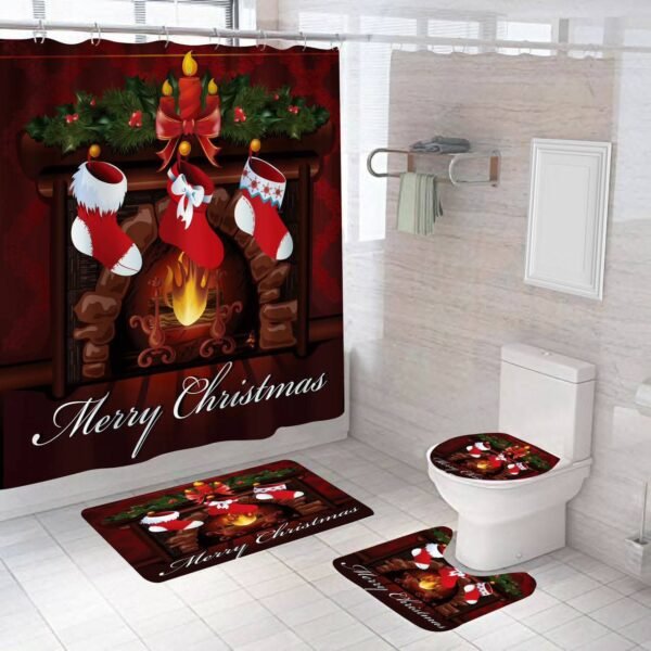 Christmas Stockings 3D 4 Piece Waterproof Shower Set